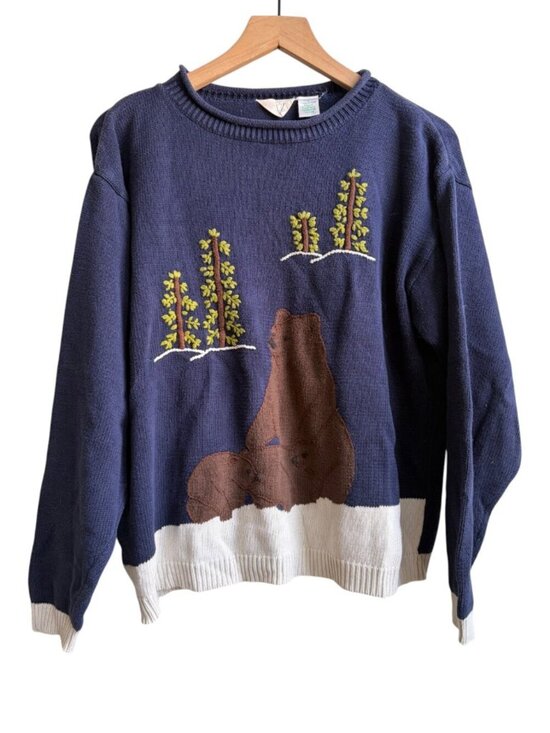 National Wildlife Federation Sweaters - Vintage National Wildlife Federation Bear Pullover Sweater Granny Size Large